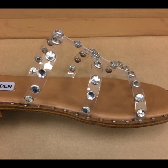 Beautiful Steve Maddens Silver Studded clear Flats - Picture 8 of 17